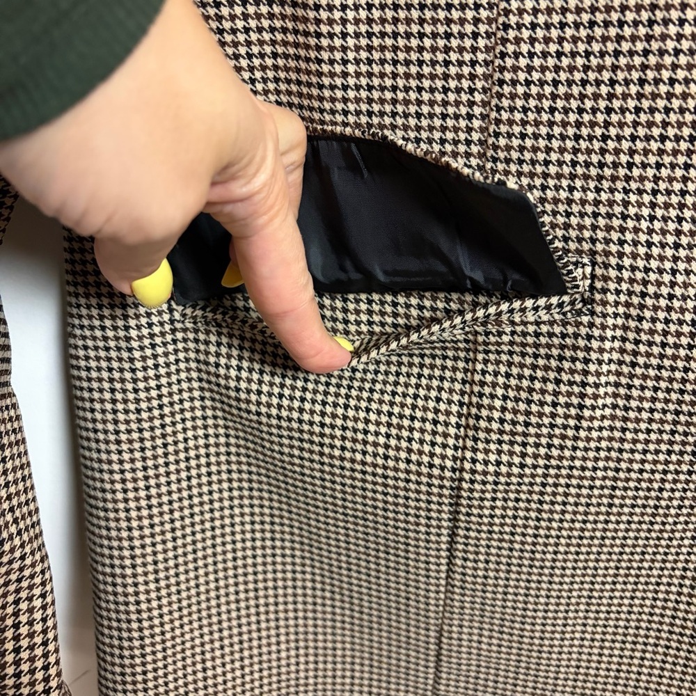 Cleo brown houndstooth Check Blazer Jacket Office Work Wear Size XXL stretch - Picture 6 of 11